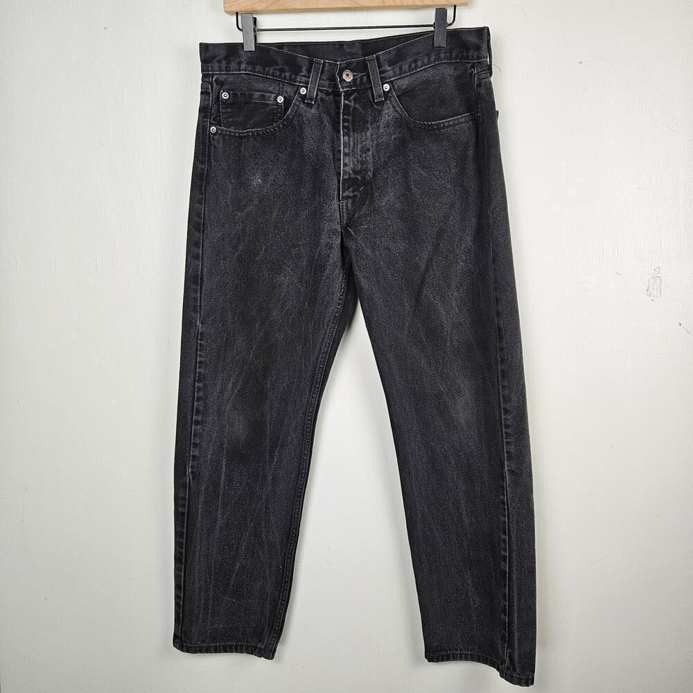 Levi's 505 Classic Straight Leg Jeans 34x30 Washed Black Denim